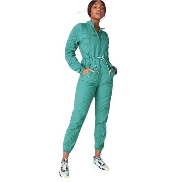 Fabletics Pants - Fabletics Teal Utility Jumpsuit XS Rave Activewear Hiking Outdoors